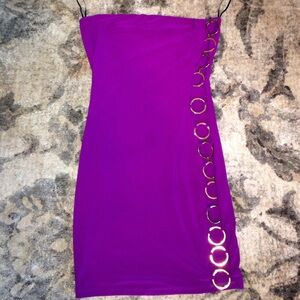 Symphony Purple Strapless Dress with Gold Accents